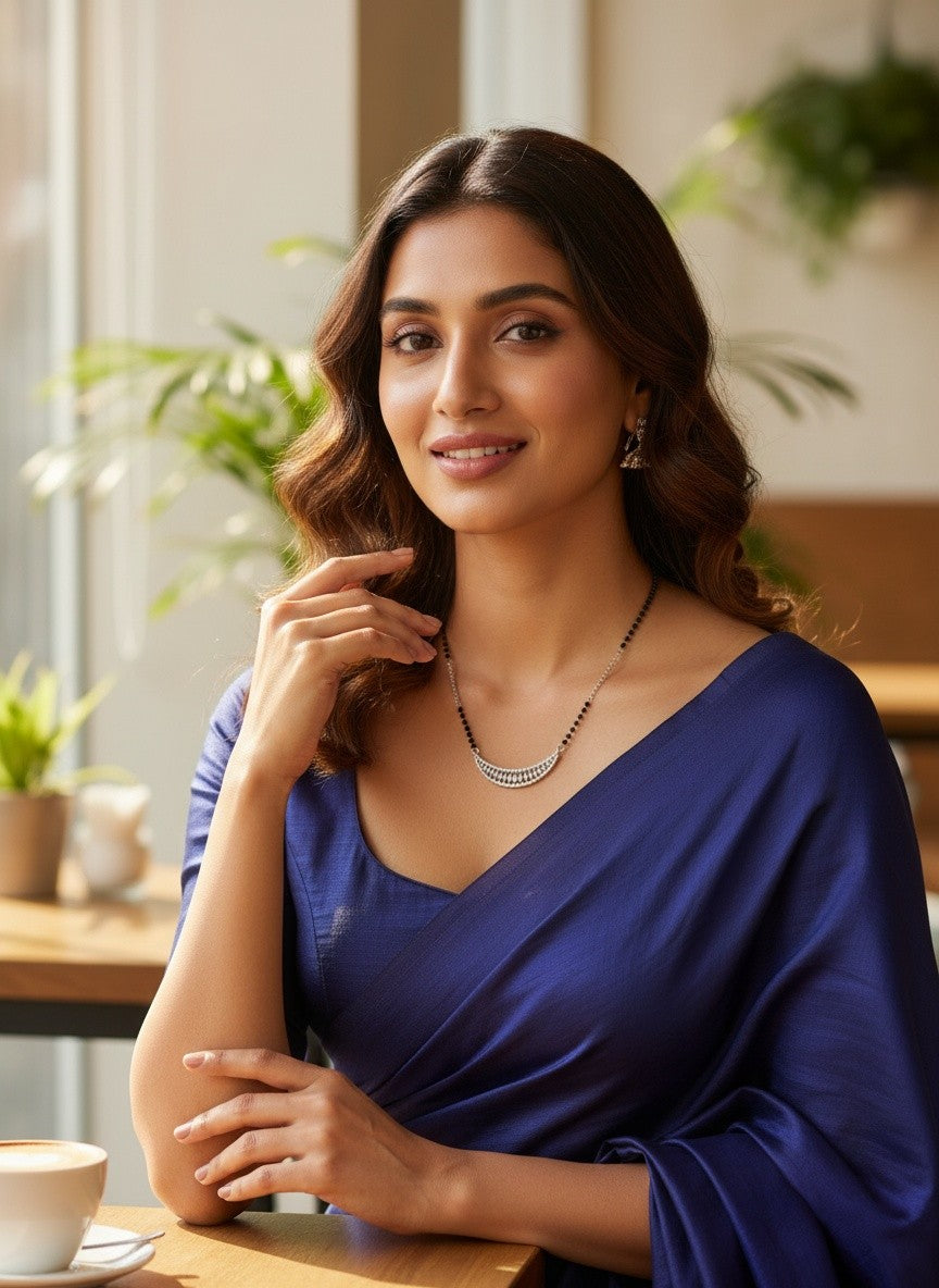 Marquise-Cut 925 Sterling Silver Mangalsutra