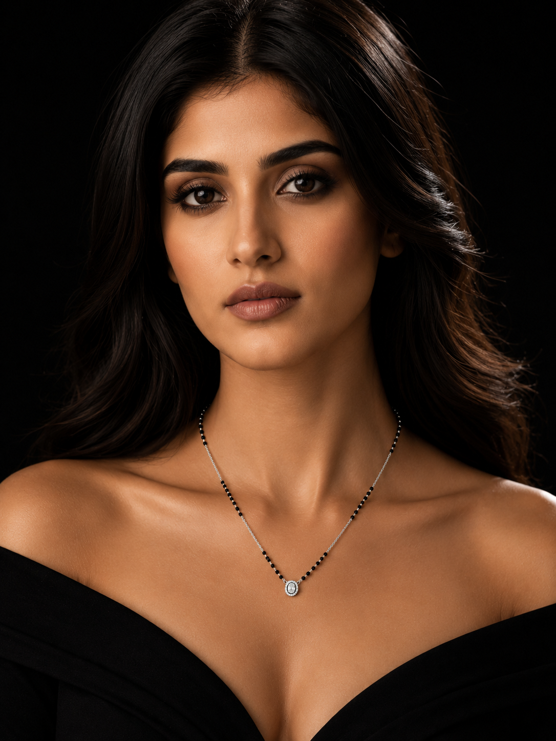 Twin Pear Halo 925 Sterling Silver Mangalsutra