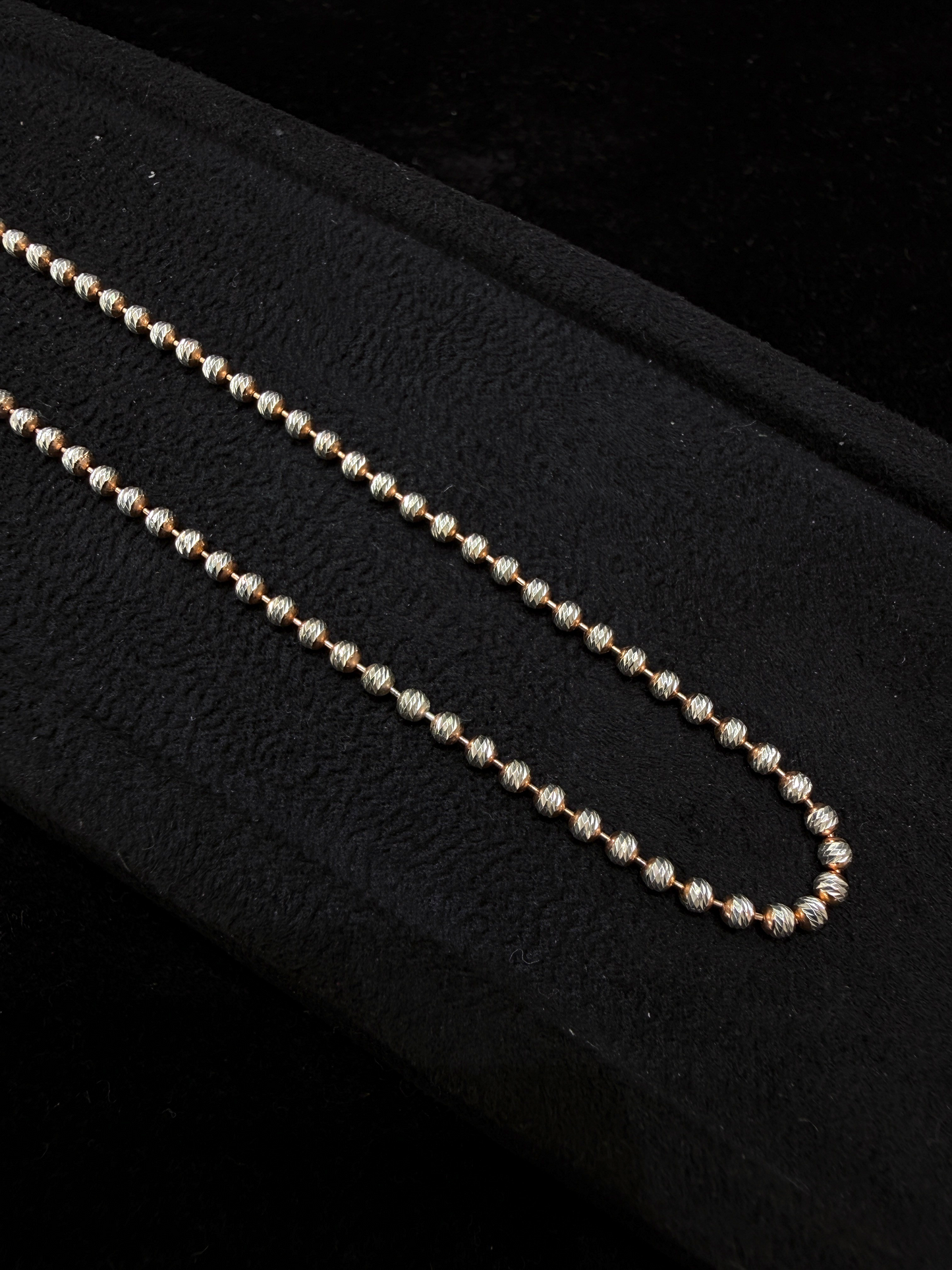 Diamond Cut Bead Chain – 925 Silver Rose Gold Finish
