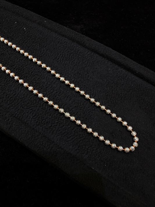Diamond Cut Bead Chain – 925 Silver Rose Gold Finish