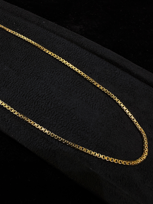 Classic Box Link Chain – 925 Silver Gold Polish