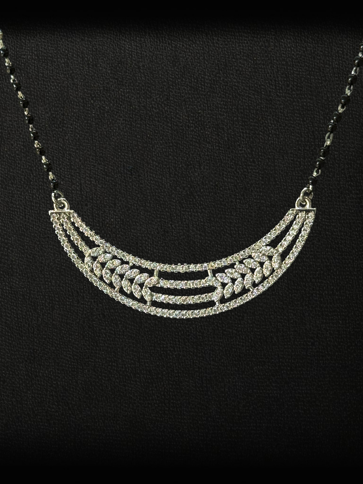 Elegant Leaf-Motif 925 Sterling Silver Mangalsutra