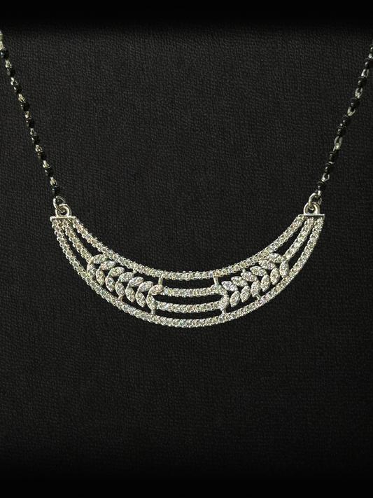 Elegant Leaf-Motif 925 Sterling Silver Mangalsutra