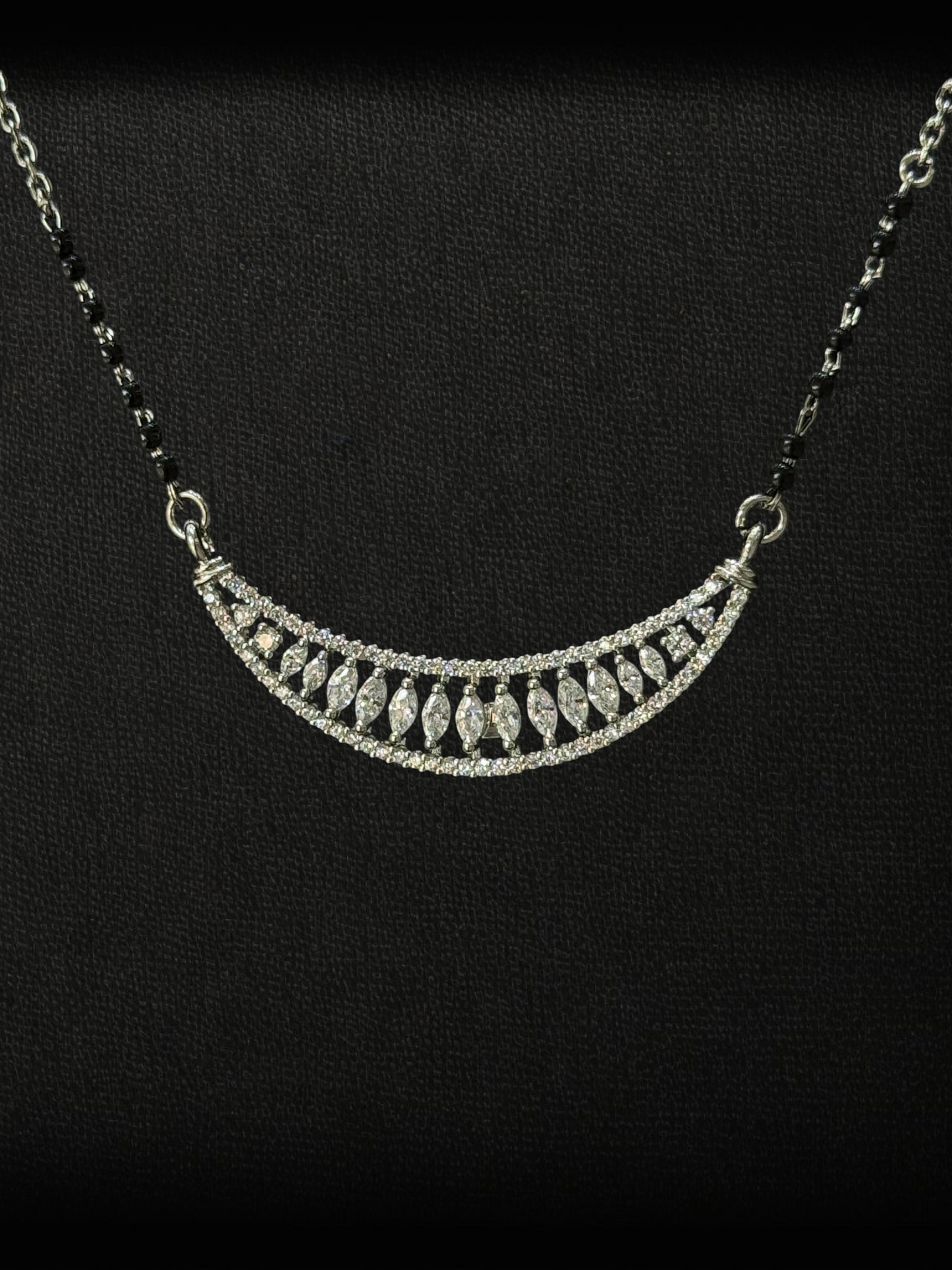 Marquise-Cut 925 Sterling Silver Mangalsutra
