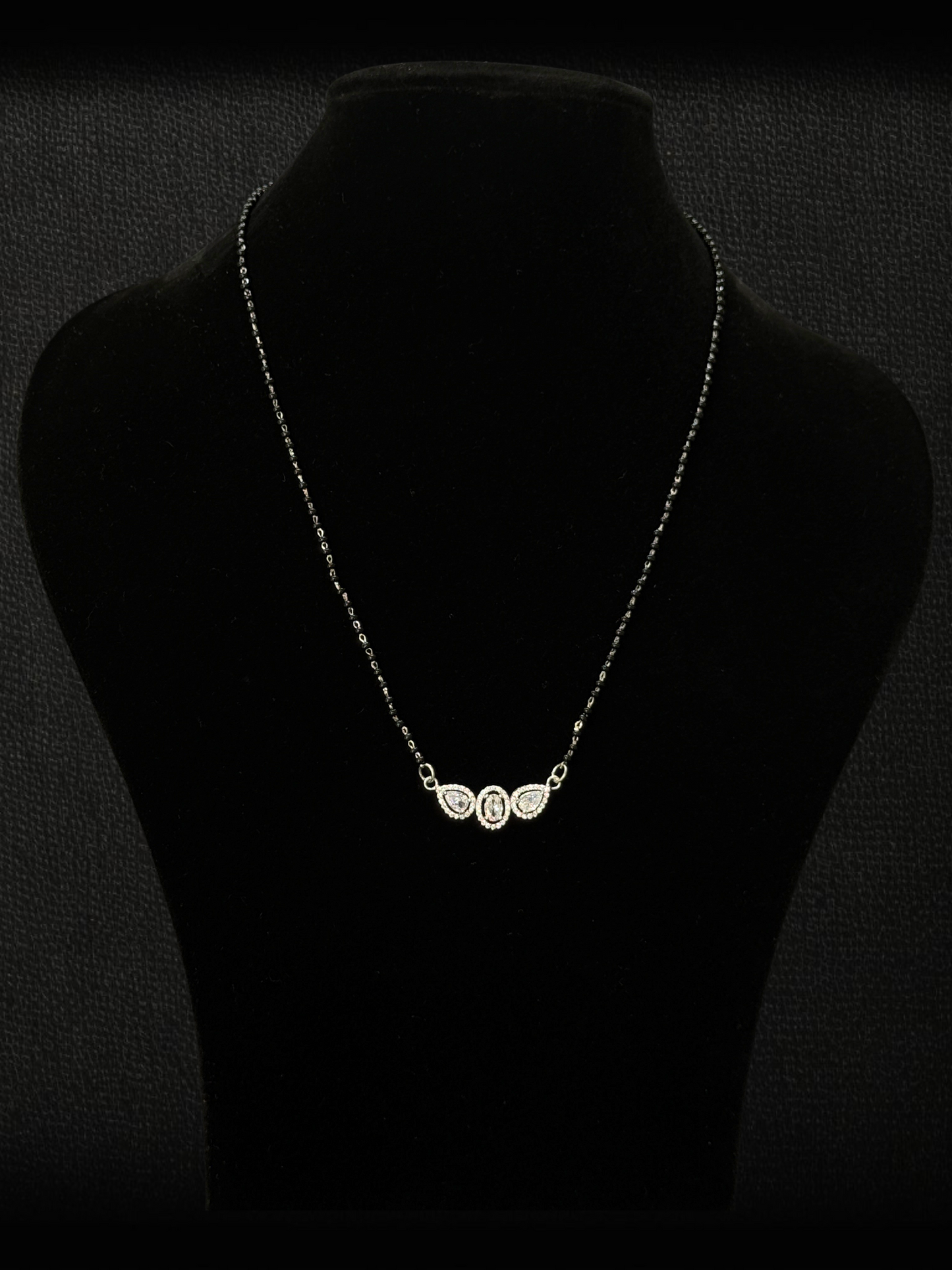 3-Stone Halo 925 Sterling Silver Mangalsutra