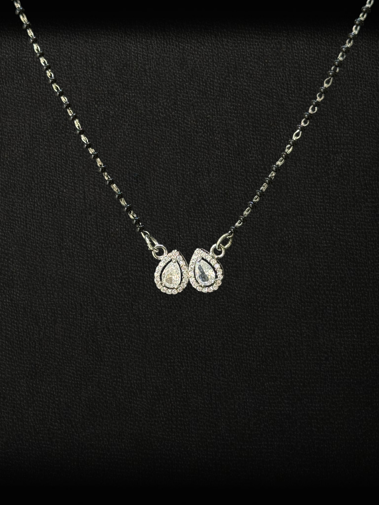 Twin Pear Halo 925 Sterling Silver Mangalsutra