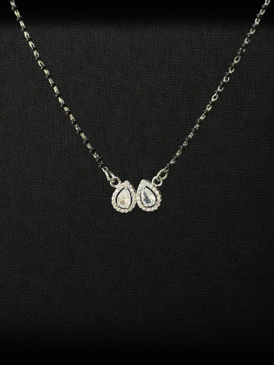 Twin Pear Halo 925 Sterling Silver Mangalsutra