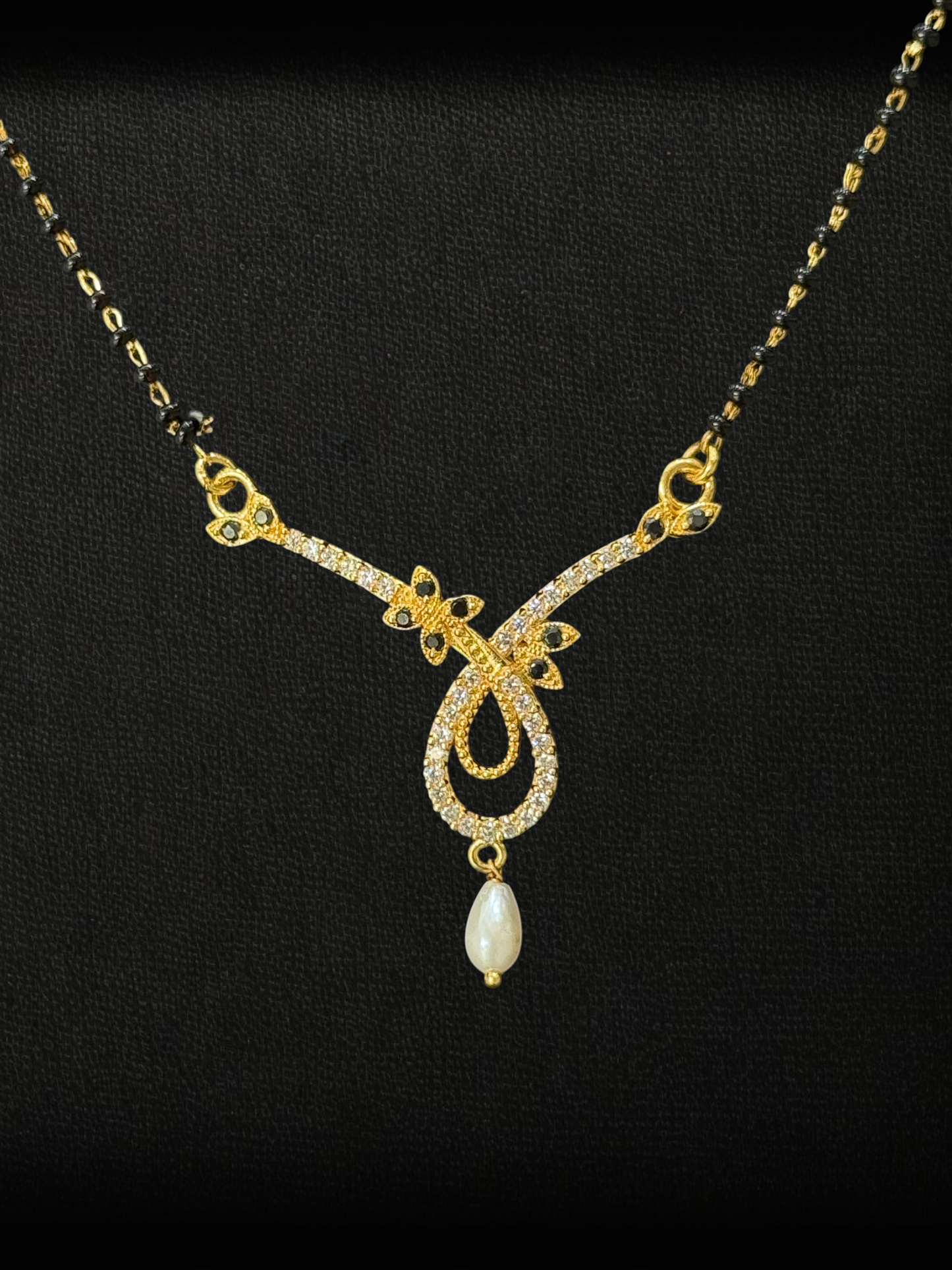 Pearl Elegance Mangalsutra – Gold Polish on 925 Silver