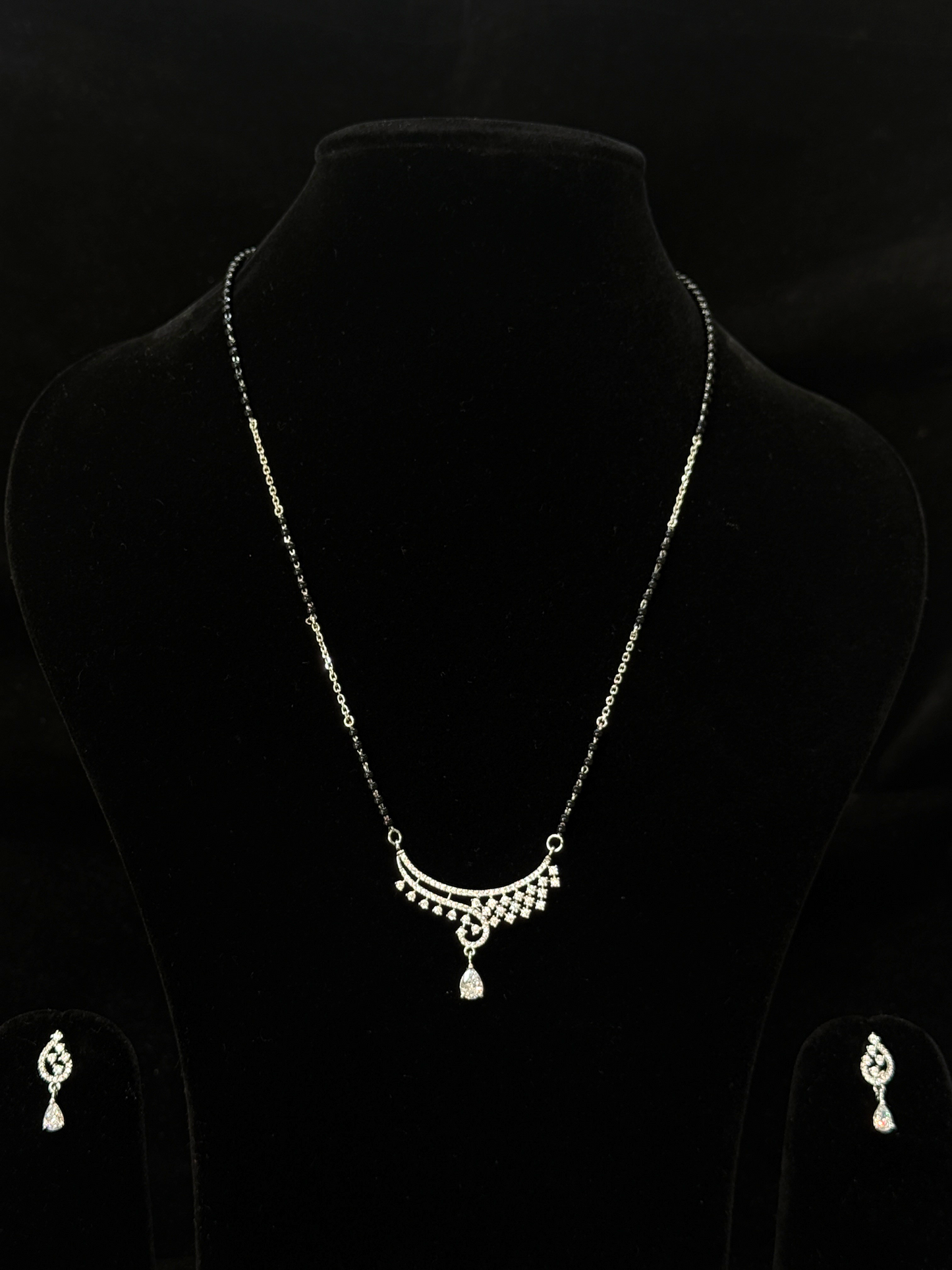 Elegant Curve Drop Mangalsutra Set – 925 Silver
