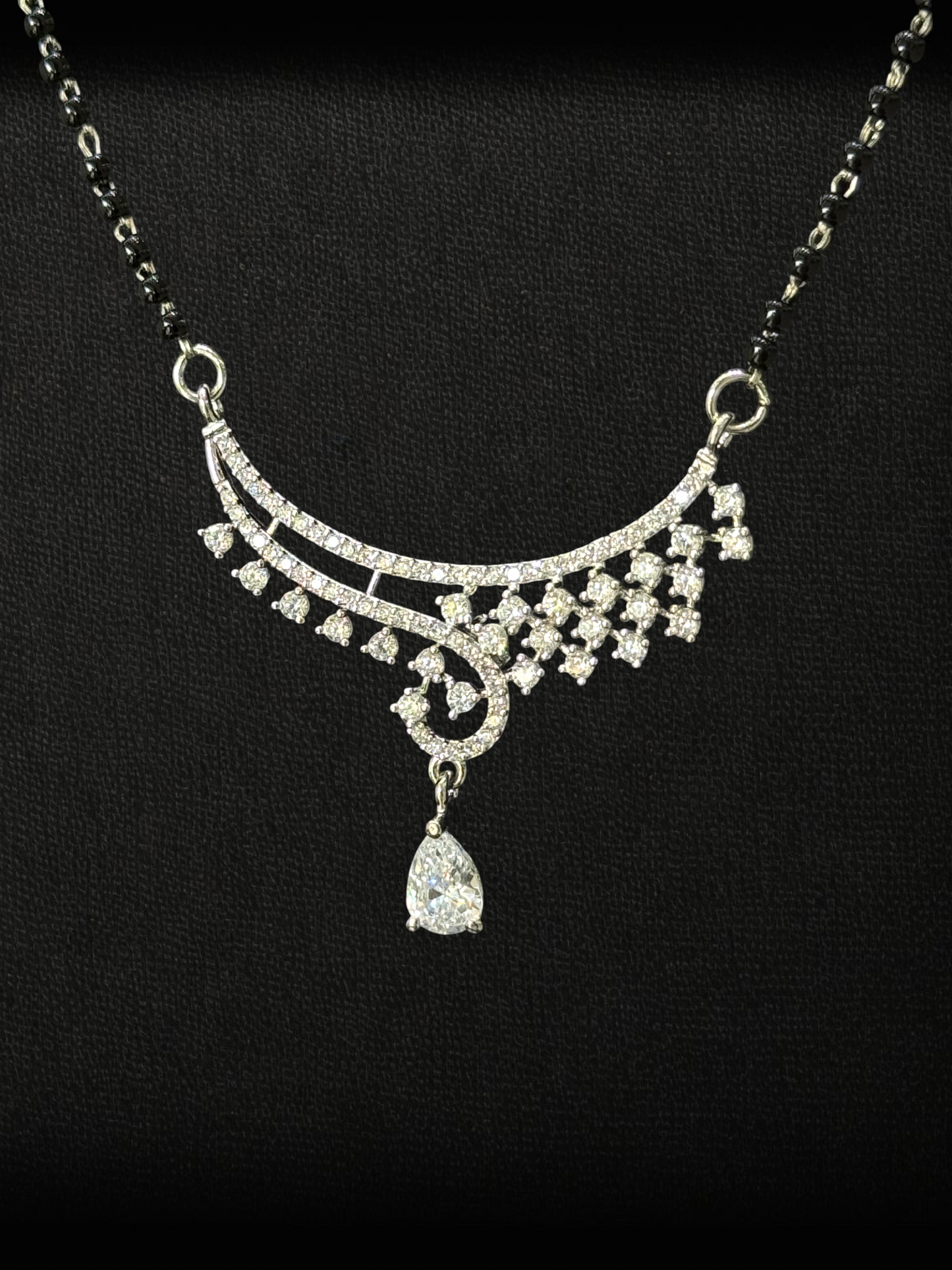 Elegant Curve Drop Mangalsutra Set – 925 Silver