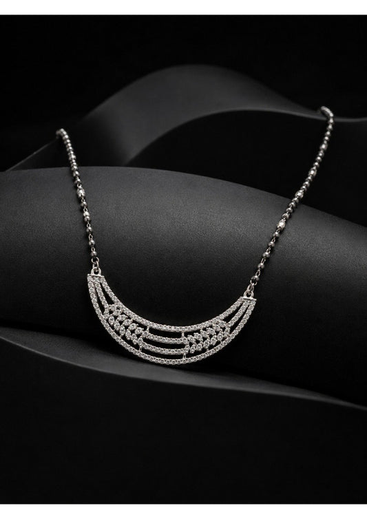 Elegant Leaf-Motif 925 Sterling Silver Mangalsutra