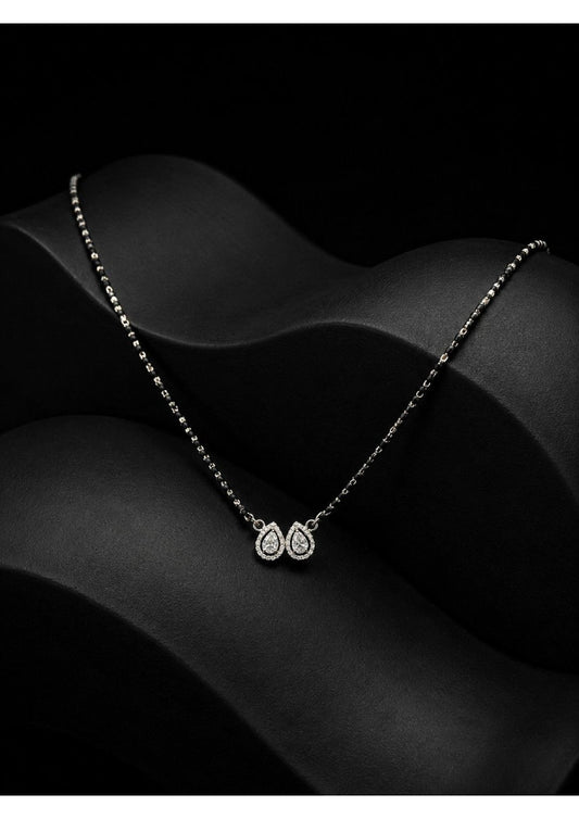 Twin Pear Halo 925 Sterling Silver Mangalsutra
