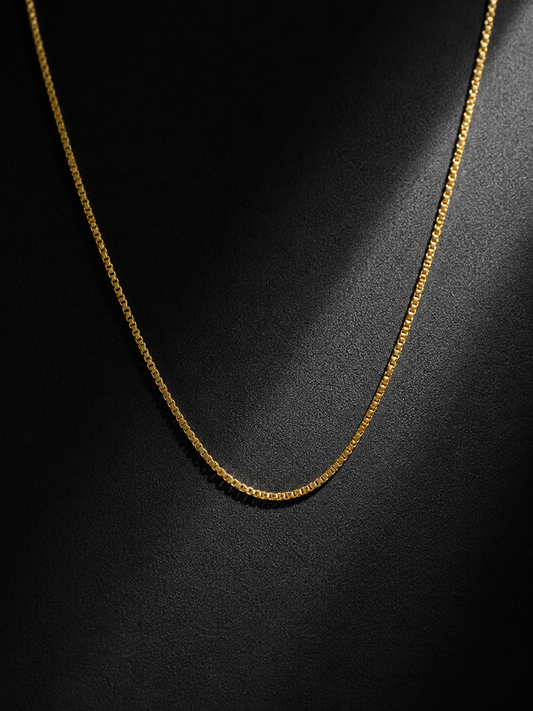 Classic Box Link Chain – 925 Silver Gold Polish